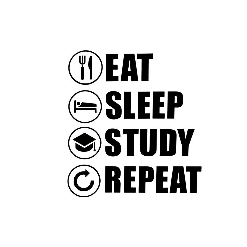 Eat Sleep Study Repeat Sticker