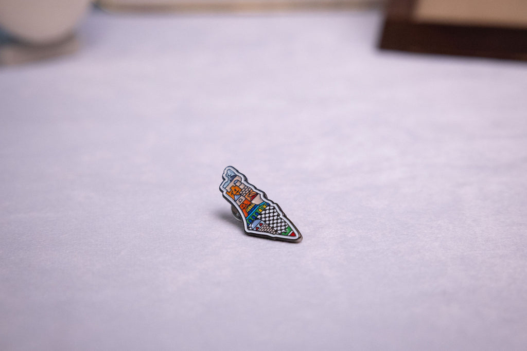 Palestine Heritage Mosaic Map Pin — studio photograph