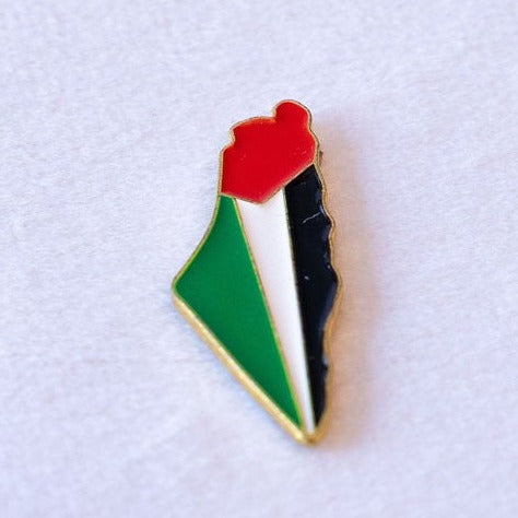 Palestine Essentials Sticker Pack — shown: Angled Palestine Flag as Map Shape Sticker