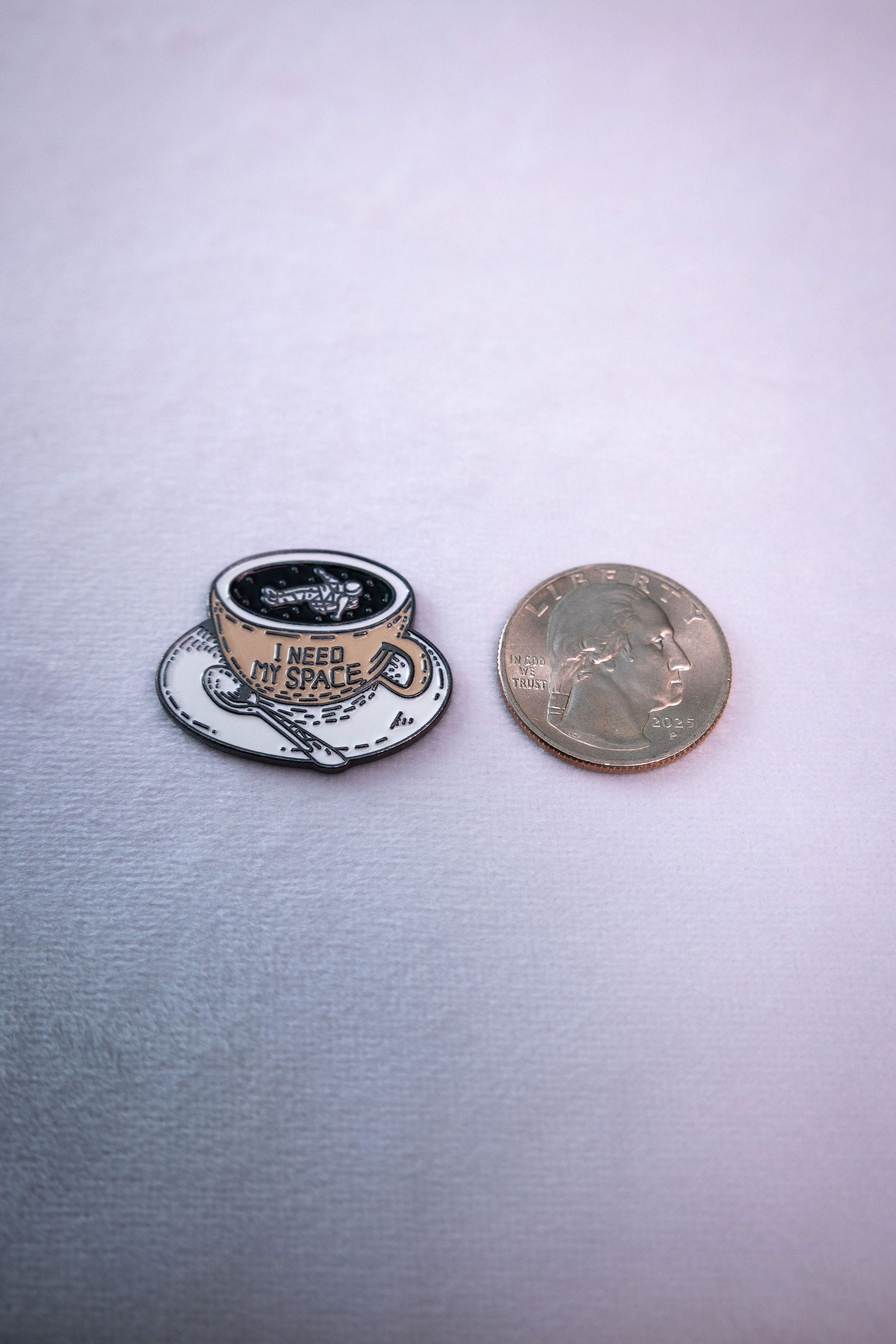 I Need My Space Astronaut Teacup Sticker — scale reference