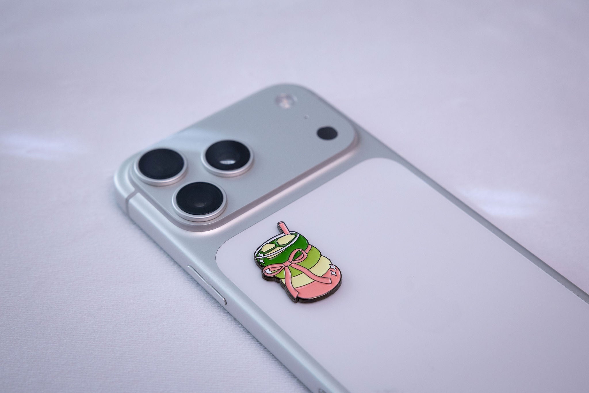 Layered Matcha Drink with Bow Sticker — 2
