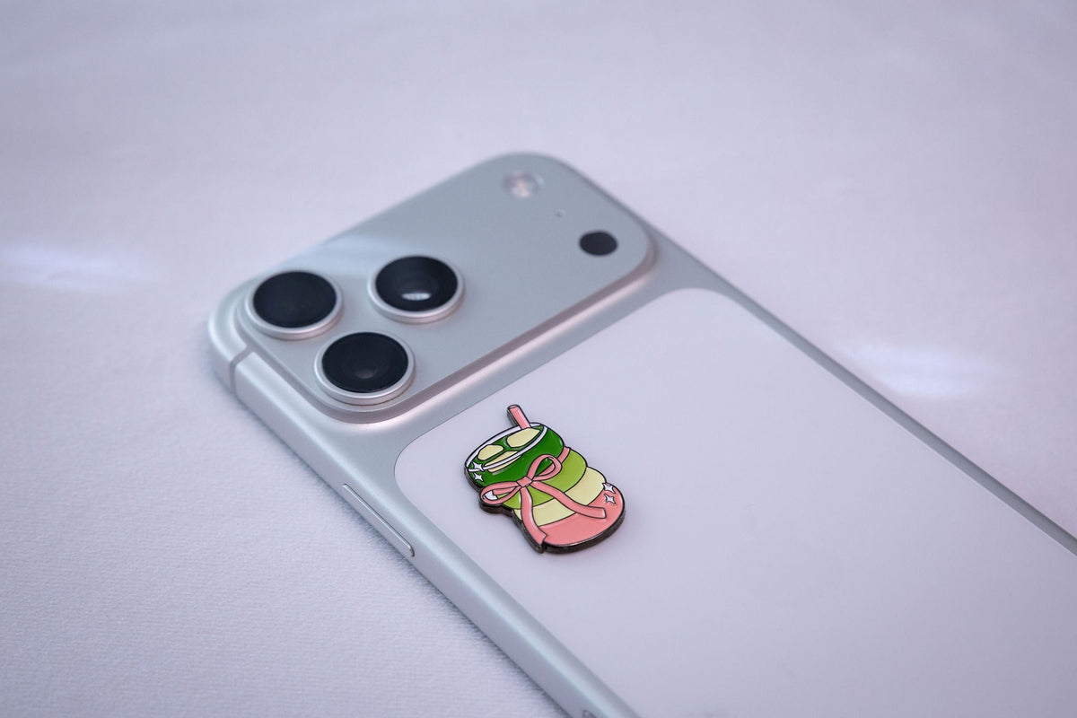 Layered Matcha Drink with Bow Sticker — 2