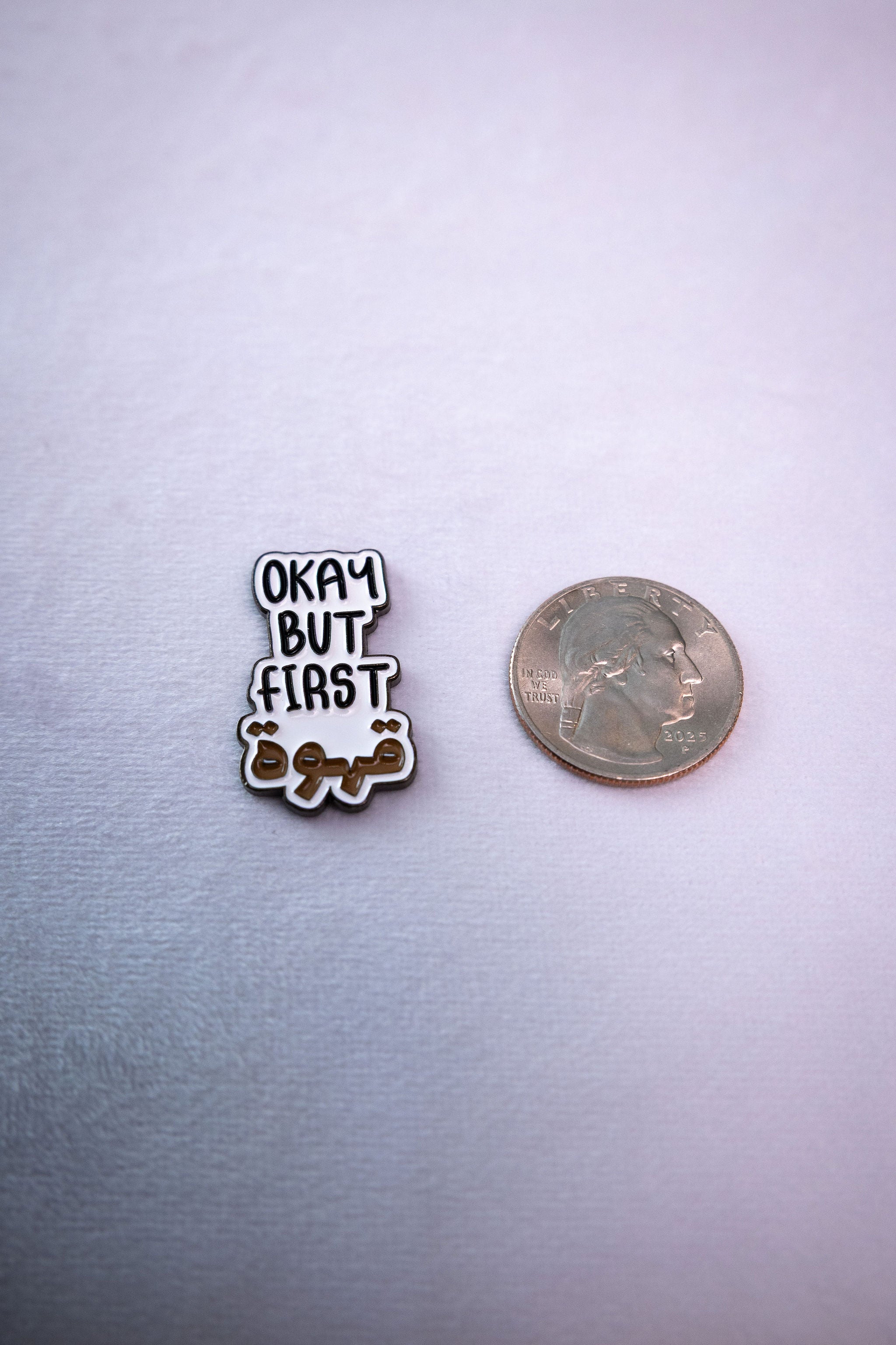 Okay But First Kahwa Sticker — scale reference