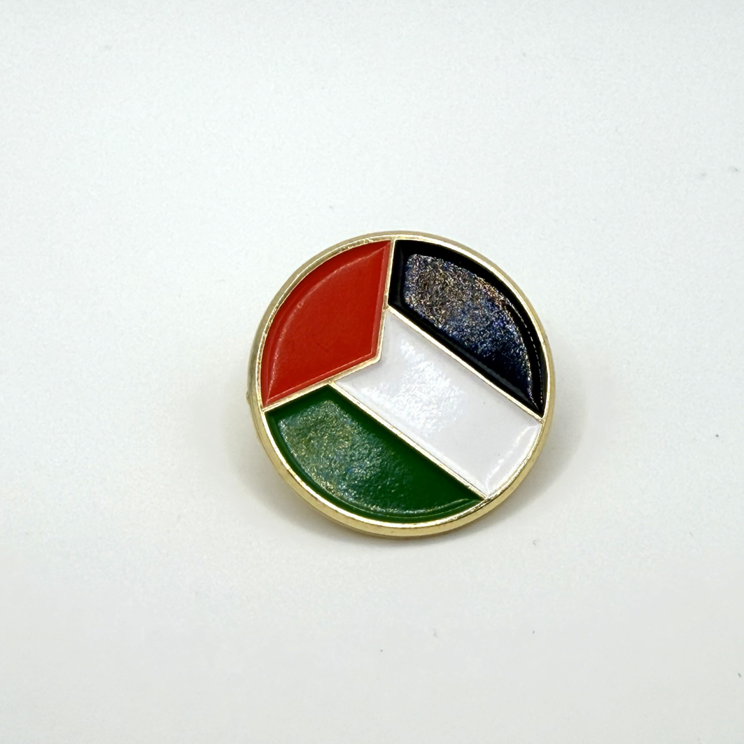 Circular Palestine Flag Lapel Pin - Kalamelo
