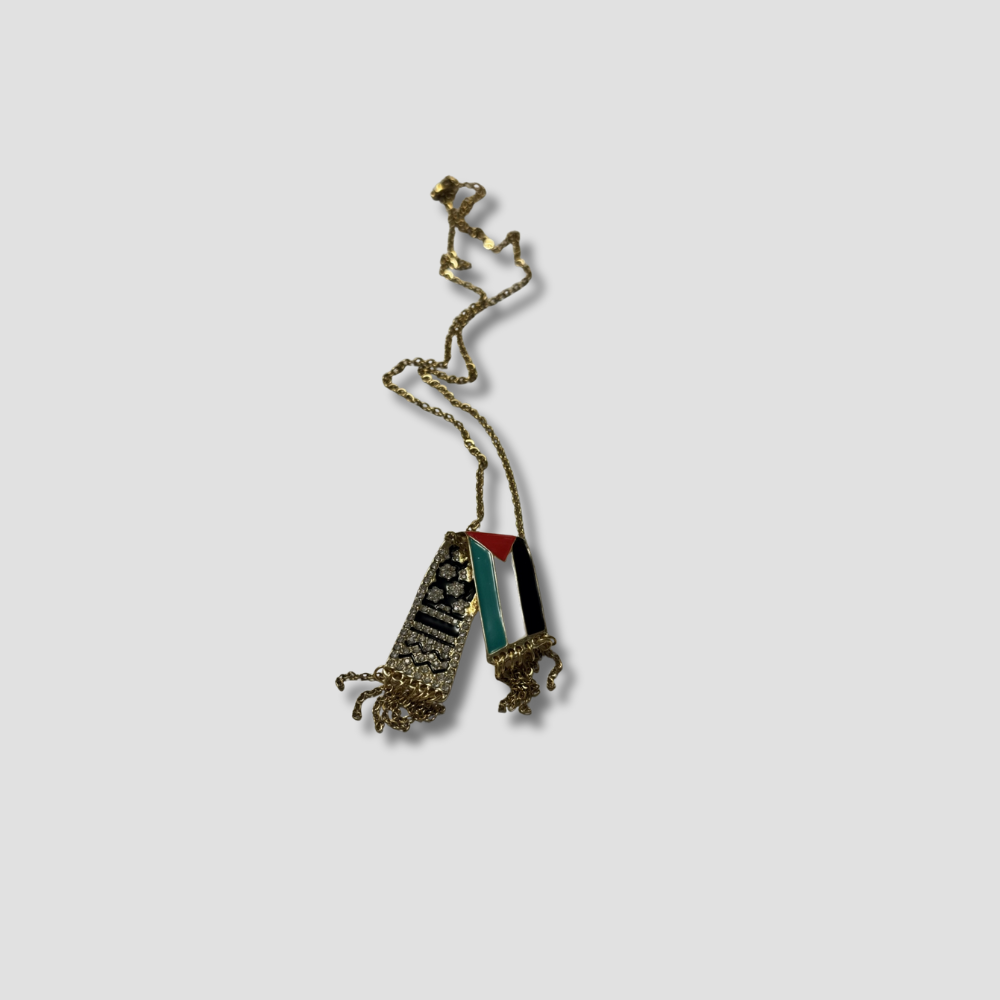 Palestine Flag & Kufiya Tassel Pendant Necklace